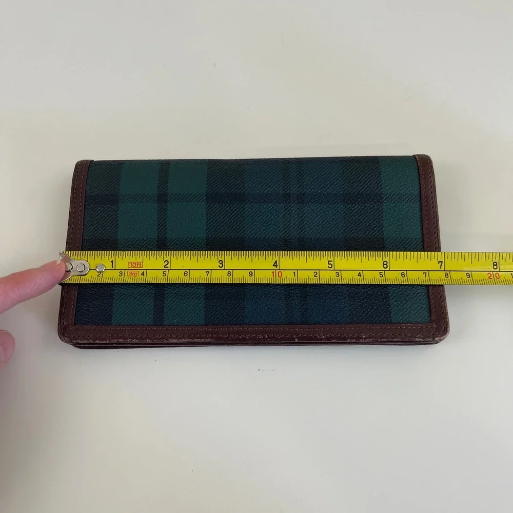 VTG Polo Ralph Lauren Wallet Blackwatch Plaid Tartan Leather Bifold Long‎ Check